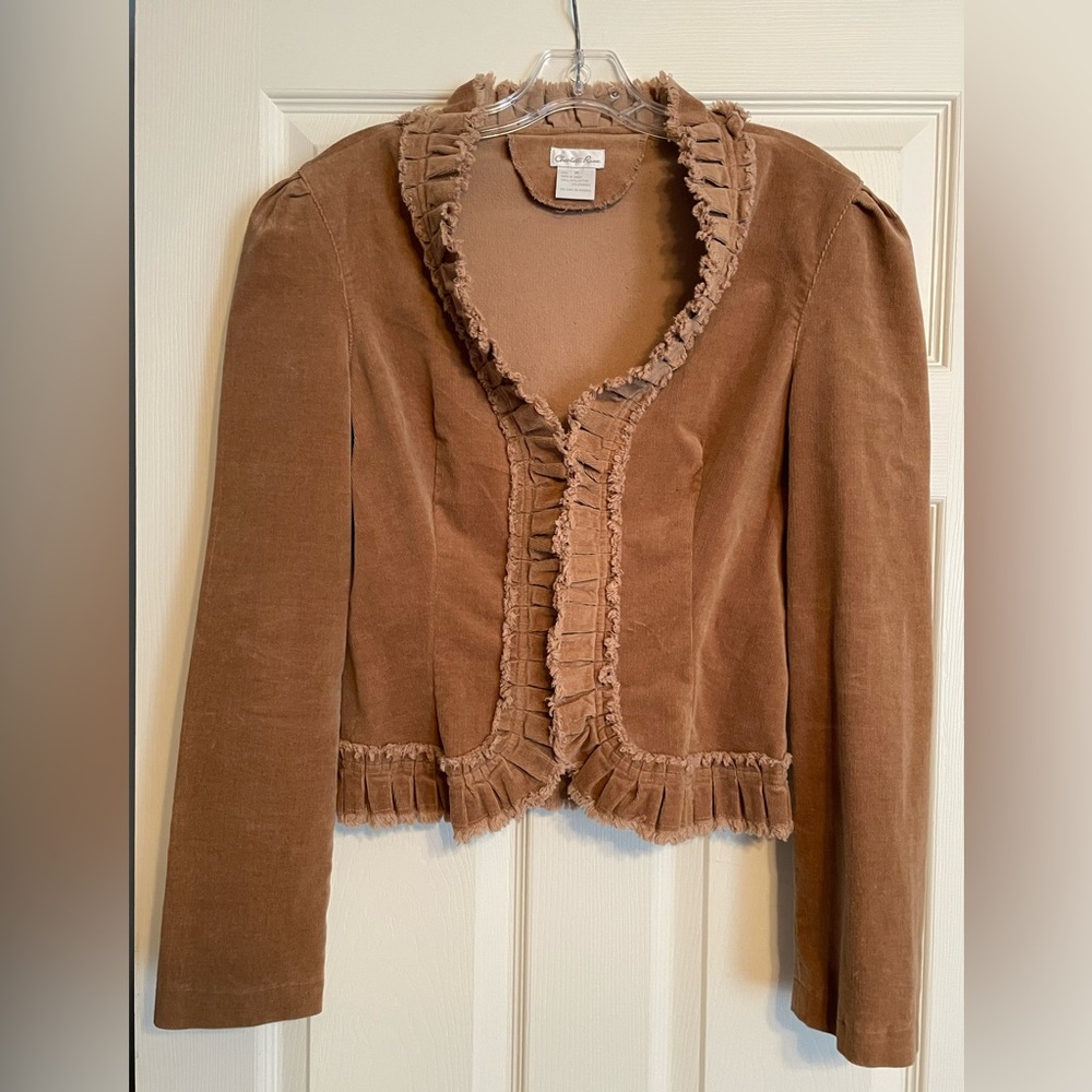 Charlotte Russe Brown Ruffle-Trim Short jacket